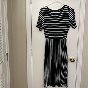 Black and white striped dress